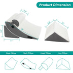 Longering 4PCS Orthopedic Bed Wedge Pillow Set for Post Surgery - Adjustable Wedge Pillow for Neck Back and Leg Pain Relief - Triangle Pillow Wedge for Acid Reflux & Sleeping & GERD (White Grey)