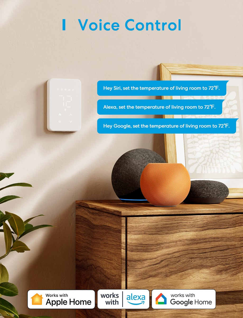 MEROSS Smart Thermostat for Electric Baseboard and in-Wall Heaters Work with Apple Home, Siri, Alexa, Google Home and SmartTings for Underfloor Heating with Voice& Remote Control, Power Monitor