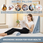 SJEUQOP Bed Wedge Pillow for Sleeping, 3 Pcs Adjustable Height 4.5&7.5&12 Inch Triangle Pillow Wedge for Post Surgery, Acid Reflux, Snoring, Legs Pain Relief