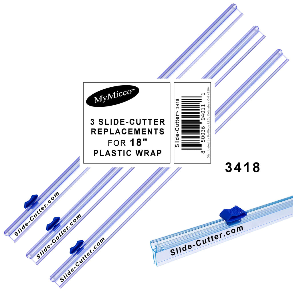 3418, Slide Cutter, Replacements, for 18” Foodservice Plastic Wrap Film - 3 Pack