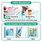 Ohuhu Double Sided Marker Pads Art Sketchbook Bleedproof - 7"x10" Large Paper Size - 90LB/150GSM Smooth Drawing Paper - 60 Sheets/120 Pages, Spiral Bound Sketching Book for Alcohol Markers Christmas
