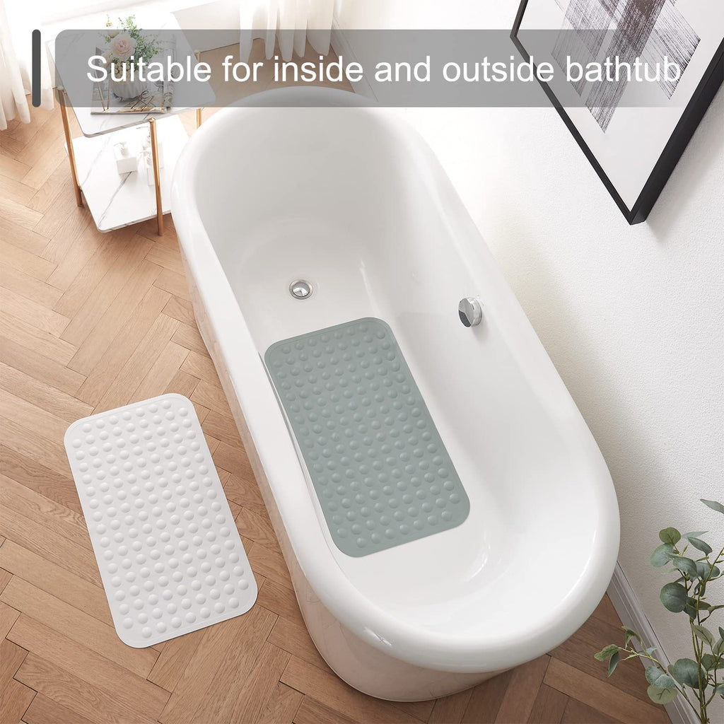 Yanzifly Bathtub Mat Non Slip Bath Mat for Tub Silicone Soft & Safe, Bath Tub Mat Non Slip Shower Mats, Suction Cups Bath Tub Anti Slip Matt for Kids Elderly Non Toxic, Machine Washable-Grey