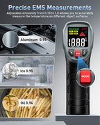 Eventek Infrared Thermometer Gun, [3 in 1] -58°F~1112°F (-50°C~600°C) Digital Laser Temperature Gun for Cooking, Pizza Oven, Grill & Engine with Adjustable Emissivity, Meat Thermometer & Bag Included