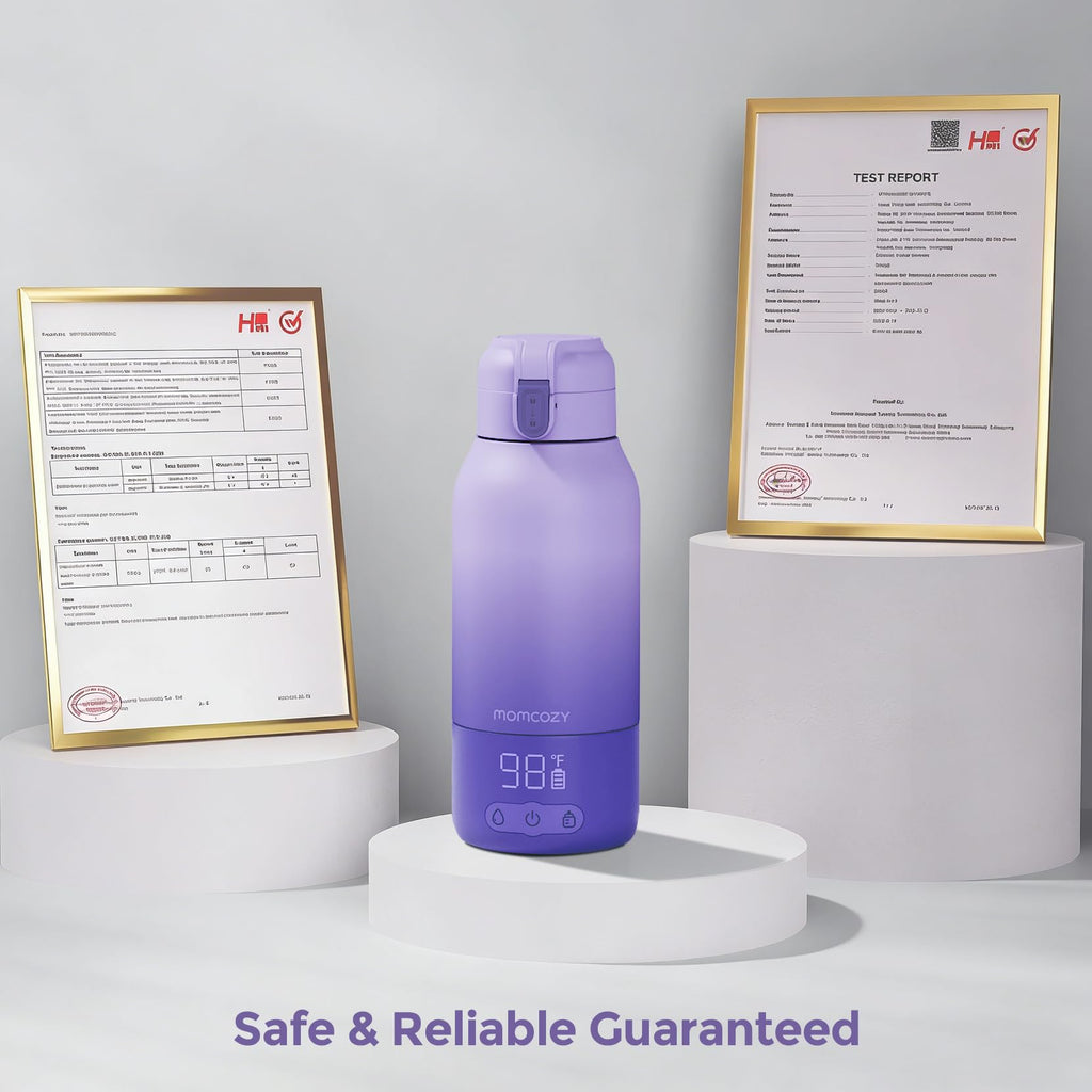 Momcozy Portable Bottle Warmer for Travel – Dual Heating Modes for Breast Milk & Water, Portable Milk Warmer with Fast Heating & Long Battery Life, 17 Ounces Large Capacity, Purple
