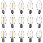 Meconard LED Night Light Bulb, C7 E12 Candelabra Replacement Bulbs for Christmas Village Houses, Salt Lamps, Window Candles, Chandeliers, 0.6W Equ 4W 5W 6W 7W Incandescent Bulbs, Warm White, 15 Pack