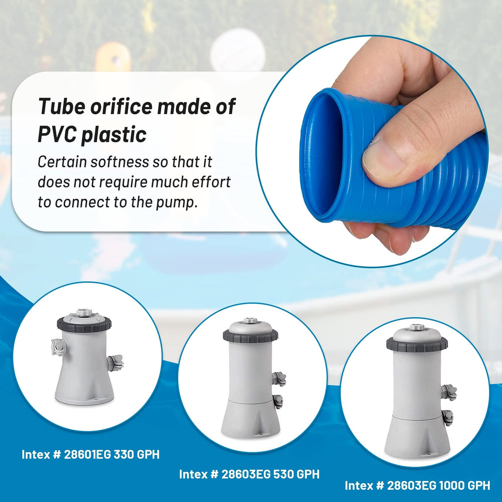 IDEASURE Pool Pump Replacement Hose, 1.25 x 41 Inch Above Ground Pool Hose Compatible with In tex Filter Pump 607, 637, 3 pack 1 1/4 Pool Hoses Replacement Include 6 Hose Clamps