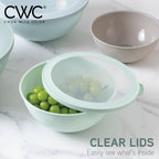 COOK WITH COLOR Mixing Bowls with Lids - 12 Piece Plastic Nesting Bowls Set includes 6 Prep Bowls and 6 Lids, Rhombus Design - Microwave Safe (Mint)