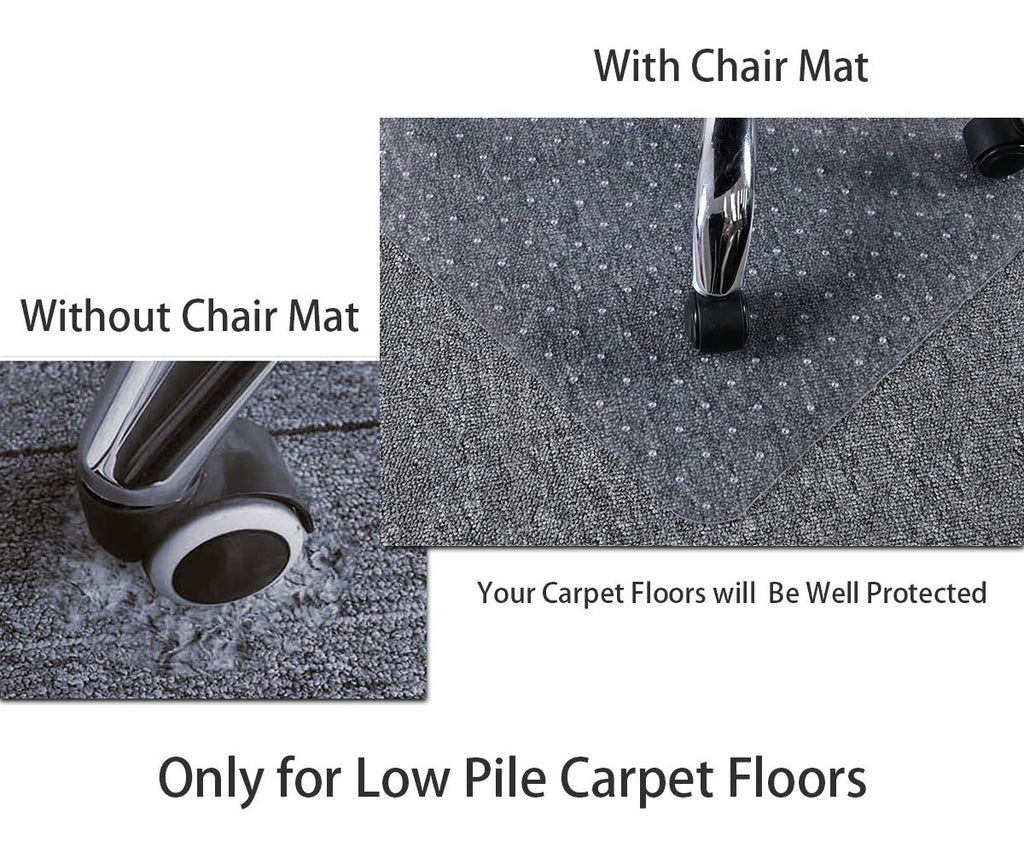 HOMEK Office Chair Mat for Carpet, 46" x 60" Studded Desk Chair Mat for Low Pile Carpeted Floors, Transparent Carpet Protector Mat for Office Chairs