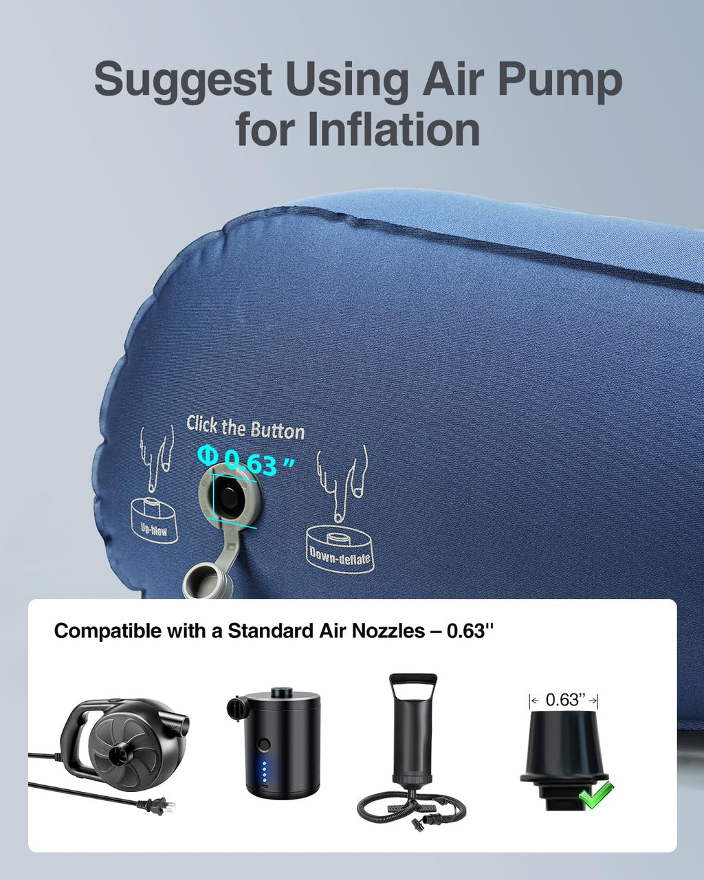 Luxtude Inflatable Wedge Pillow for Sleep Apnea, Travel Wedge Pillow for Back Pain Relief, Knee Leg Elevation Support, Inflatable Bed Pillows for Sleeping, Back Support for Sitting Up