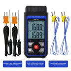 Thermocouple Thermometer Digital K Type Thermometer with 4 Thermocouples, -328~2500℉ Measuring Range HVAC Thermometer Dual Channels Temperature Meter Gauge with LED Backlight & ADJ Compensation