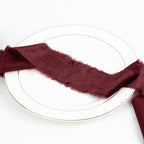 HUIHUANG Burgundy Velvet Ribbon 2 inch Frayed Silk Velvet Fringe Ribbon for Flower Bouquet, Gift Wrapping, Invitations, Holiday Christmas Decor, Wedding Bridal Shower Decor-3 Yards