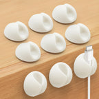 Cable Clips, Cord Holder, Adhesive Cord Clips, Wire Holder for Cable Management, Phone Charger, Desk, Wall, Nightstand and Office, White 9 PCS