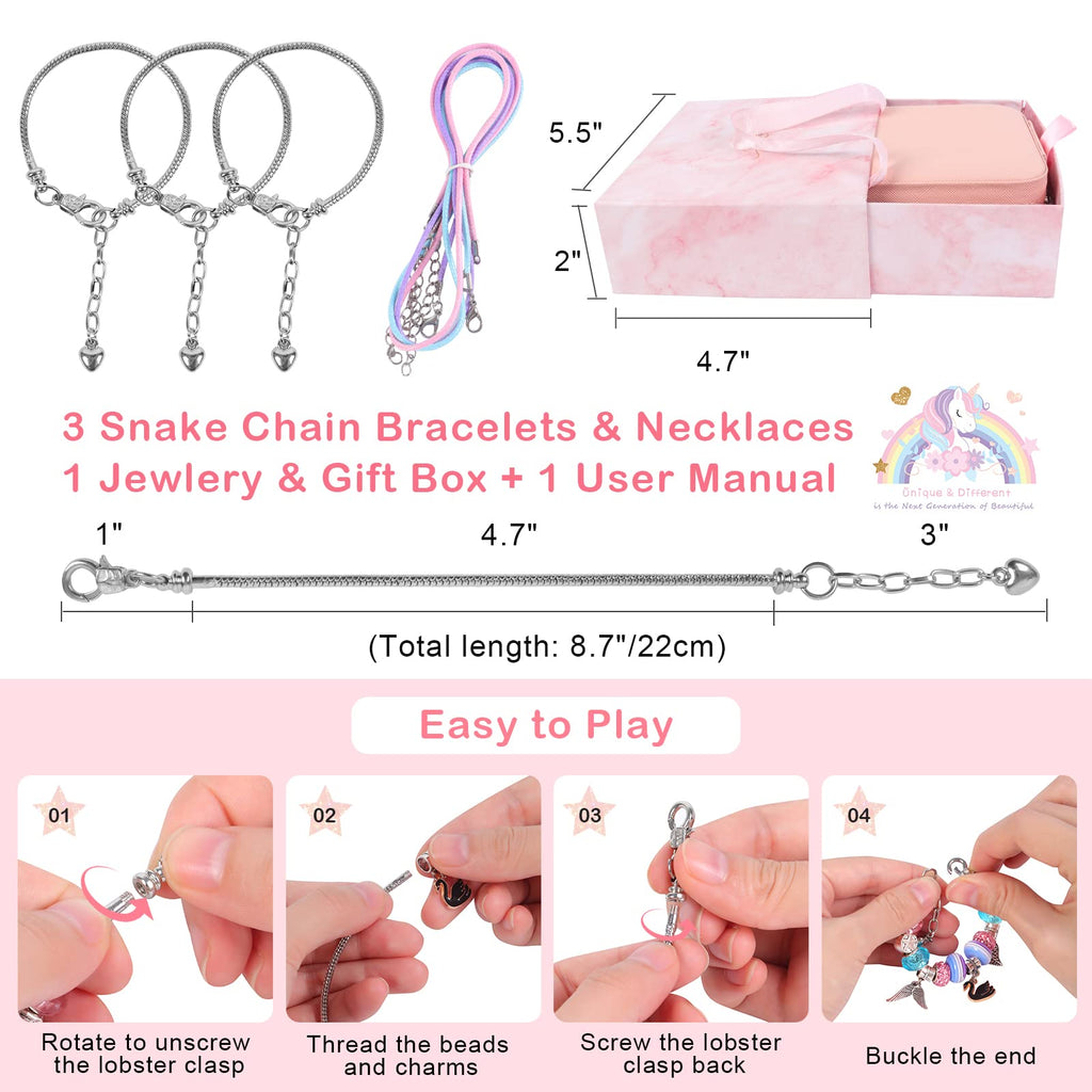 ELLENER Kids Bracelet Making Kit for Girls, Gifts for Girls Ages 3 4 5 6 7 8 9 10 11 12 Year Old,Girl Gifts Ideas,Girl Toys, 68 Pcs Crafts for Girls 8-12