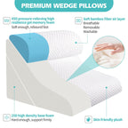 Wedge Pillow for Sleeping, Orthopedic Bed Wedge Pillow Set, 15-in-1 3PCS Adjustable Memory Foam Wedge Pillow Post Surgery, 9 &16 & 20 inches Height 3-in-1 Incline Wedges Pillows