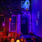 YEGUO Purple Halloween Lights, 165ft 500 LED String Lights Outdoor, Christmas Lights Indoor, Green Wire Twinkle Lights Plug in for Party Tree Halloween Decor