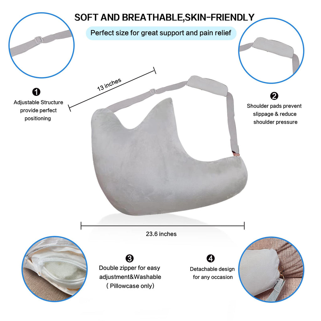zimucxn Shoulder Surgery Pillow, Ergonomic Rotator Cuff Pillow, Comfortable Post Shoulder Surgery Pillow, Adjustable Structure Provide Support, Shoulder Pain Relief, Firm and Removable(Grey)