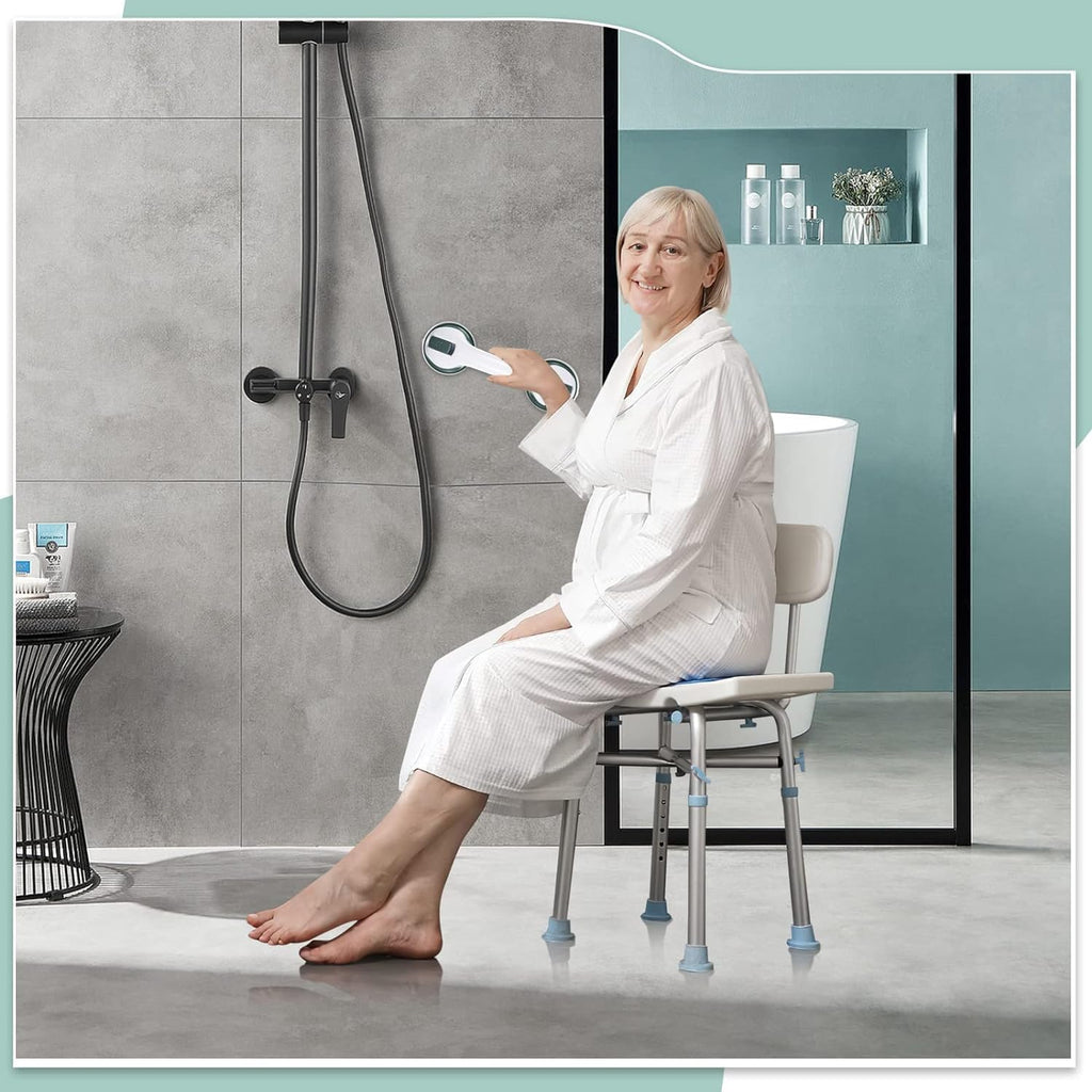 Grab Bars for Bathtubs and Showers, 12 Inch Shower Handle Strong Suction Shower Grab Bar, Bathtub Rails for Seniors, Elderly, Handicap (2 Pack) -Green