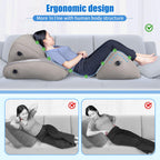 SAHEYER Inflatable Bed Wedge Pillow Set, 2 PCS Post Surgery Support Pillow for Back, Knees, Leg Pain Relief, Adjustable Sitting Pillows for Anti Snoring, Heartburn, GERD Sleeping (Gray)