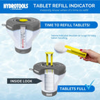 SWIMLINE HYDROTOOLS Smart Chlorine Floater Dispenser for Above Ground & Inground Pools Spas W/Thermometer | Tablet Refill Indicator & Tongs | Large Adjustable Floating 3-Inch Chlorine Bromine Tabs