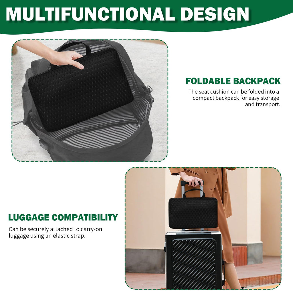 AnyForce Foldable Travel Seat Cushion- Lightweight Comfort Airplane Seat Cushion for Long Flights, Camping, Bleachers,Home,Office, Driving (Gray)