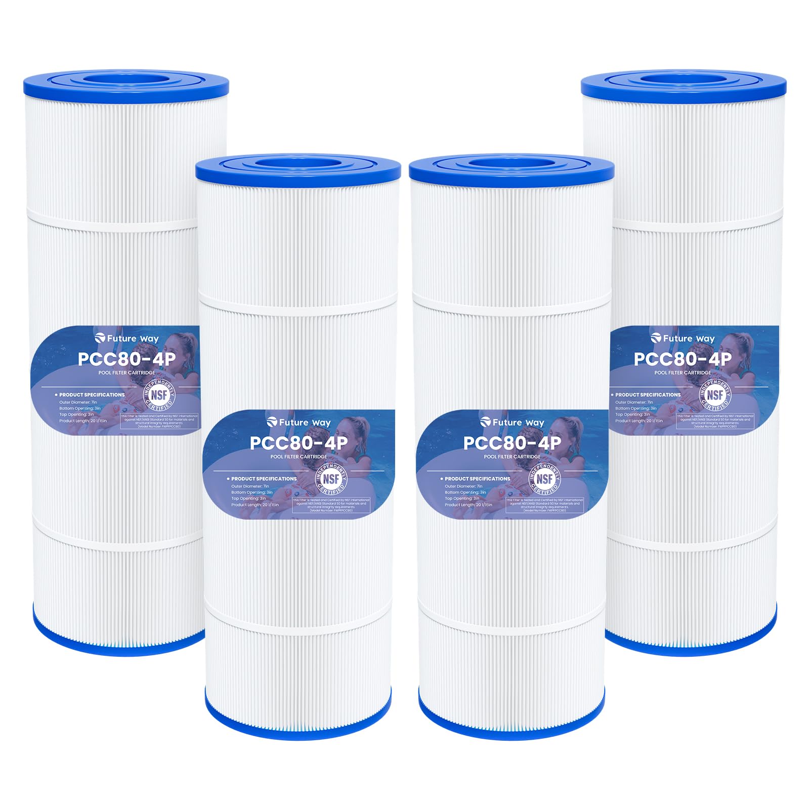 Future Way CCP320 Pool Filter Cartridges Replacement for Pentair Clean & Clear Plus 320, Replace Pleatco PCC80-PAK4, Pentair R173573, 160340, 320 sq.ft, 4 Pack