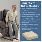Shinnwa Gel Memory Foam Recliner Cushion for Elderly, Extra Large Seat Cushion, Dual-Layer Foam Chair Pad for Couch, Armchair, Wicker Chairs, Floor, 18 × 18 × 4in, Beige