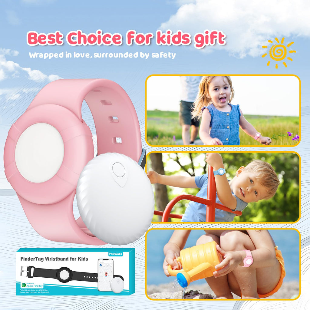 PawGaze Bracelet Tracker for Kids, Compatible with Apple iOS FindMy App, Anti-Lost Tracking Device for Girls/Boys/Elderly, Hidden Soft Silicone Holder Bracelet Wristband