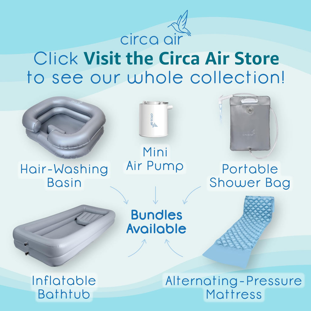 Circa Air Inflatable Hair Washing Basin for Bedridden, Portable Shampoo Bowl for Home, Mobile Hair Washing Station, Portable Sink for Washing Hair in Bed, Elderly Aid Hair Wash Tray, Loc Detox Tub