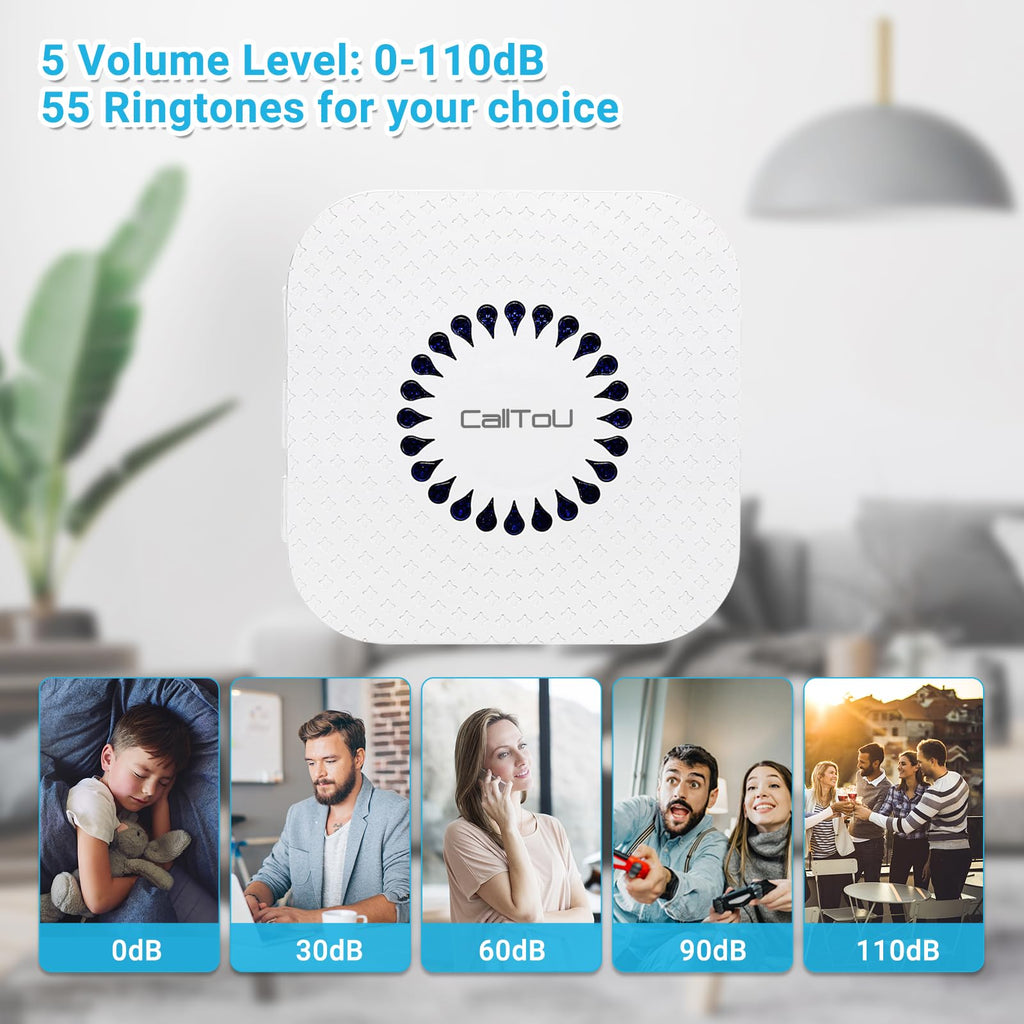 CallToU Caregiver Pager Call Button Elderly Wireless Call Button Vibration Pager Nurse Calling Alert System for Home Elderly Disabled Patient 1 Transmitters 1 Plug-in Receiver