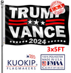 Double Sided Black Trump Vance 2024 Flag 3x5 Made in USA Outdoor Heavy Duty 3 Ply Polyester Trump Flag with White Starting Tape and 2 Brass Grommets