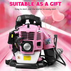 Gas Leaf Blower, 52CC 550CFM 3HP 2 Stroke Gas Blower, 18Lbs Ultra Light Pink Backpack Leaf Blower for Elderly and Women, Leaf Blower Gas, Gas Blowers for Lawn Care, Garden