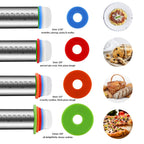 Rolling Pin and Pastry Baking Mat Set, Rolling Pins with Adjustable Thickness Rings, Stainless Steel Dough Roller for Baking Fondant, Pizza, Pie, Pastry, Pasta, Cookies (Black Mat)