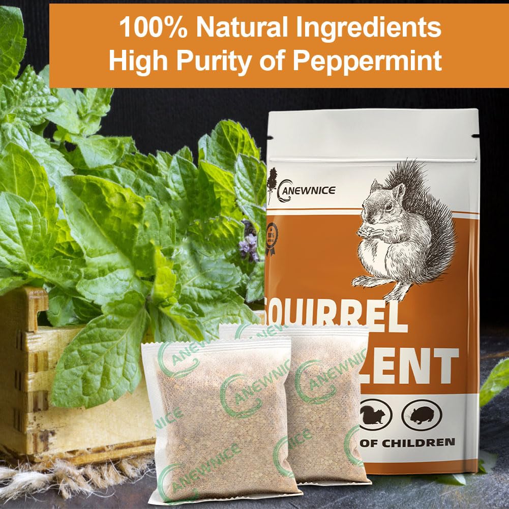 ANEWNICE Squirrel Repellent Outdoor,Rodent Repellent, Squirrel Repellent for Attic/Cars,Natural Squirrel Repellent for Bird Feeders and Garden, Ultra Powerful Chipmunk Repellent - 8Packs