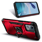 WDHD Compatible with Motorola Moto G 5G (2023) Case with Tempered Glass Screen Protector (Maximum Coverage), Full-Body Protective, Magnetic Car Mount Ring Holder, Heavy-Duty Case (Red)