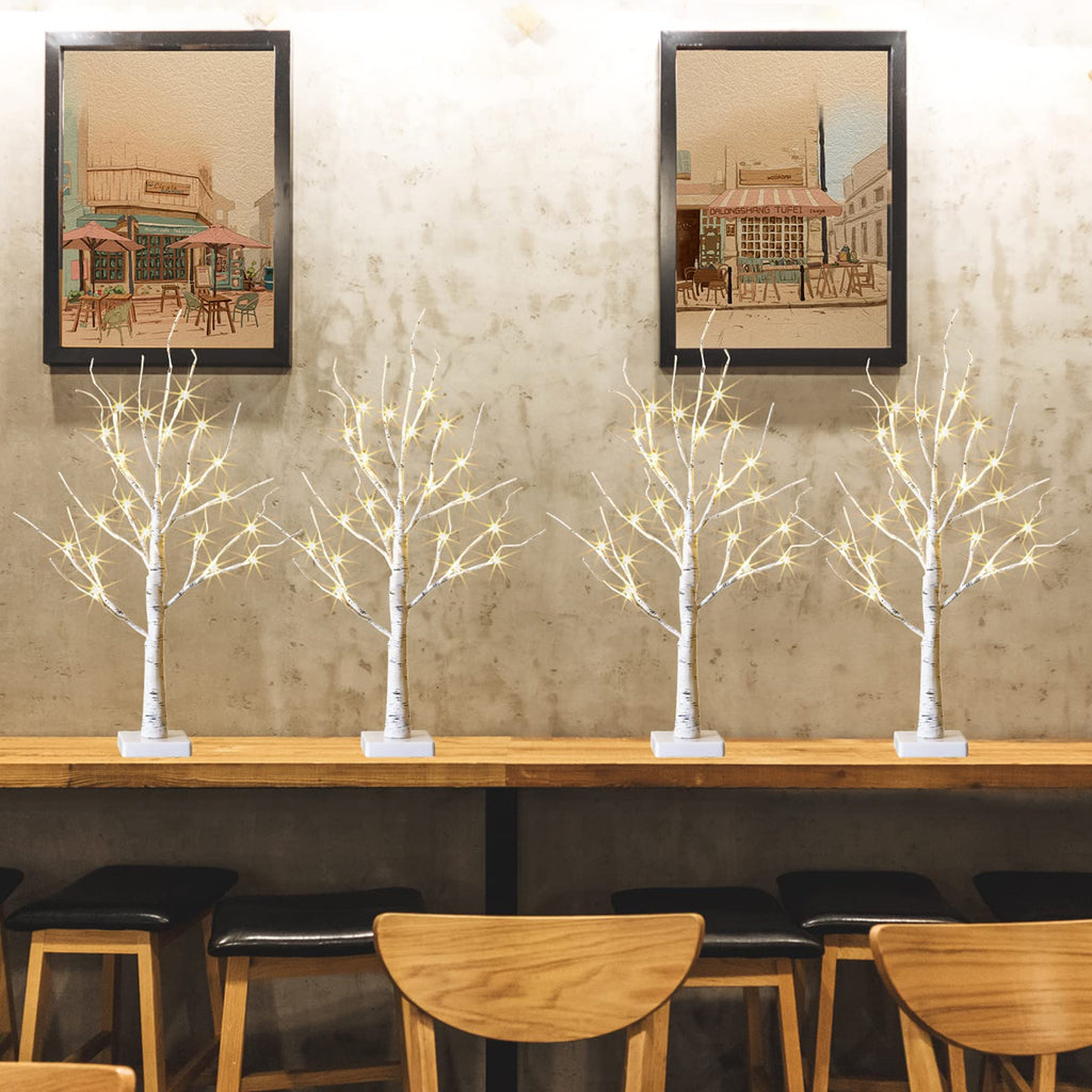 PEIDUO Christmas Tree for Home Decor, 2FT Tabletop Tree with LED Lights, Warm White Tree Lamp, Fairy Light Spirit Tree for Room Inside Fireplace Christmas Decorations, Battery Powered, Timer (4PK)