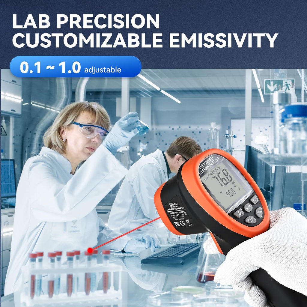 SURLABA Infrared Thermometer with Bluetooth, High Temp Thermometer Pyrometer IR Temperature Gun -58℉- 2732℉ (-50℃ to 1500℃),30:1 Distance Spot Ratio, Dual Laser and Flashlight（NOT for Human）