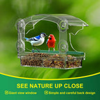 BPYOT Clear Acrylic Window Bird Feeder for Outside with 4 Strong Suction Cups and Detachable Seed Tray, are Unique Gardening Gifts for Parents/Elderly Grandpa/Grandma/Grandparents