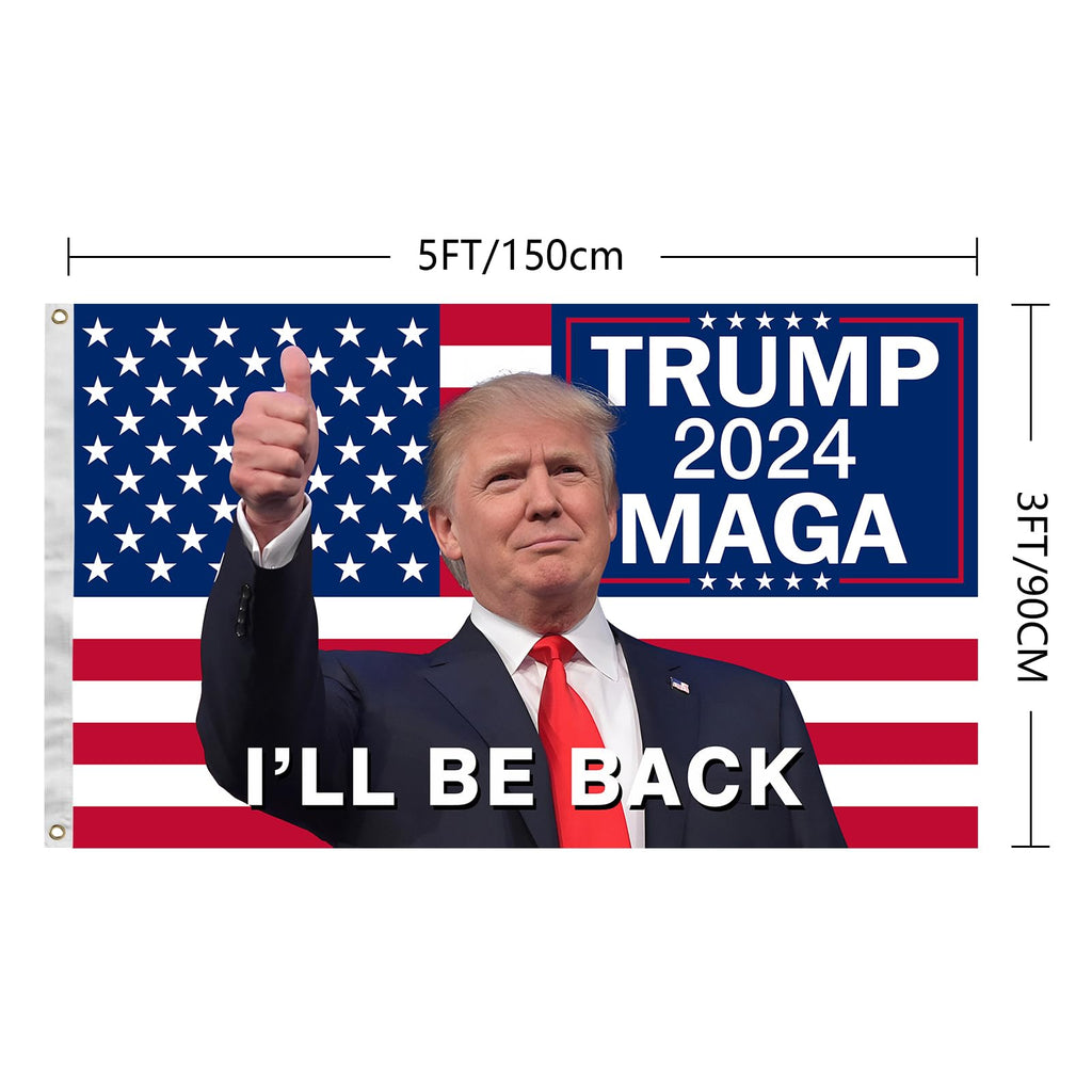 Trump 2024 Flag, Trump Flag 3x5 FT Polyester Banner with Brass Grommets for Indoor Outdoor Decorations (black6)