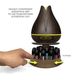 Aromatherapy Essential Oil Diffuser Gift Set with 20 Oils and Rotating Display Stand - 400ml Ultrasonic Diffuser with 20 Essential Plant Oils - 4 Timer & 7 Ambient Light Settings