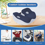 Janemiri Seat Cushion, Seat Cushion for Sit Bone and Back Pain Relief, Butt, Tailbone, Hip, Hamstring, Posture Support - Memory Foam Comfort Ischial Tuberosity Pillow (Black)