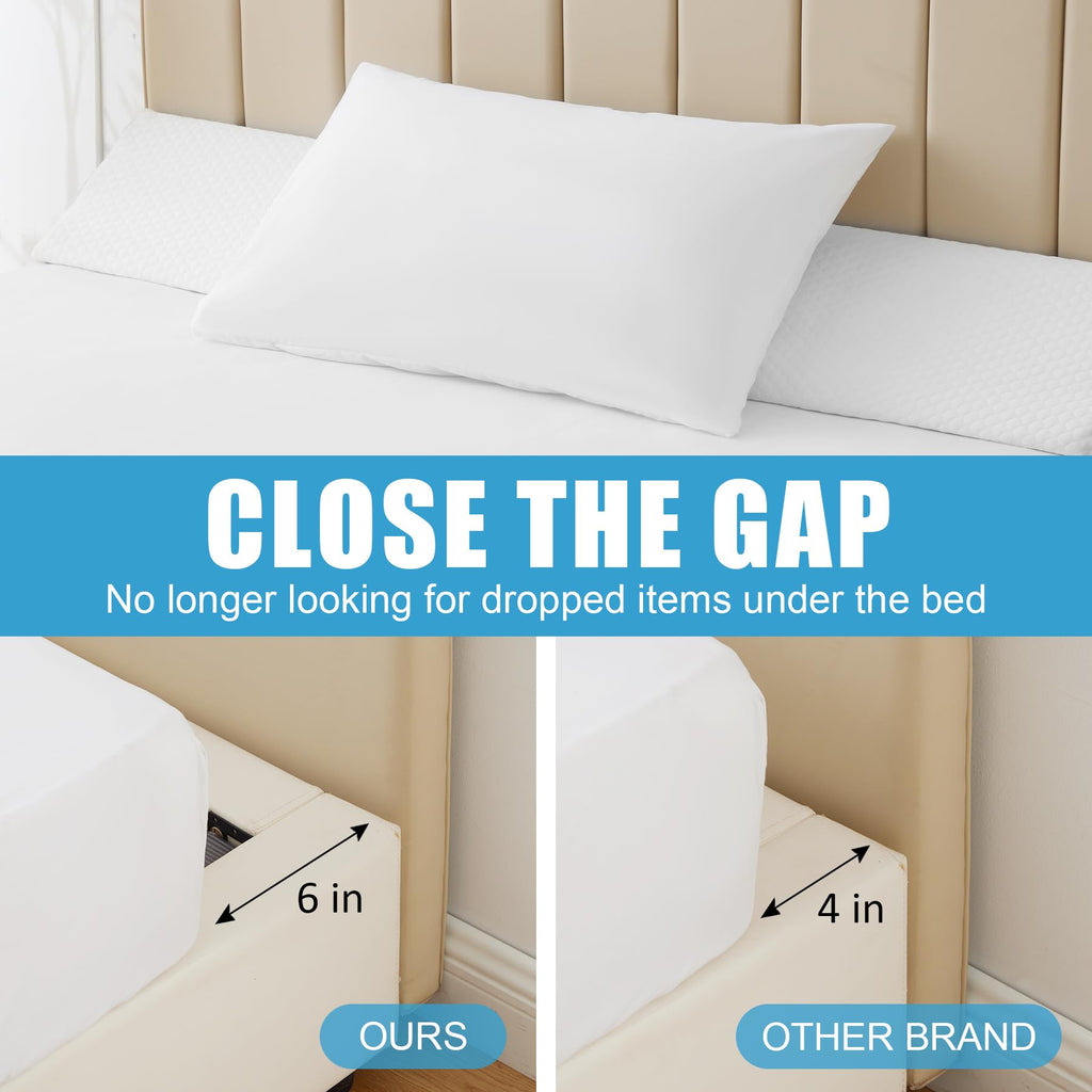 MEGCXIT King Bed Wedge Pillow for Headboard, Foam Pillow Wedge for Headboard Gap, Mattress Bed Gap Filler King, Triangle Pillow, Anti-Slip Bed Crack Pillow Space Filler (76"×10"×6") Air-Layer White
