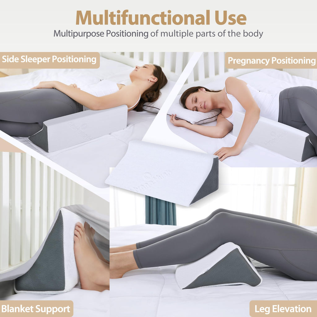 Touchutopia Wedge Pillow for Sleeping, Side Sleeper Body Back Positioners for Back Pain, Preventing Bedsores, After Surgery, Pregnancy Support, Ankle Support, Bed Wedge Pillow for Side Sleepers, White