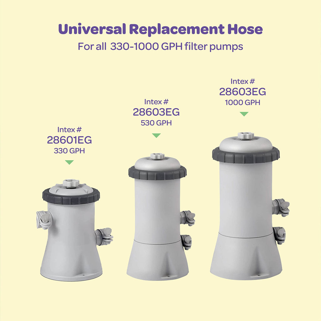 Replacement Hose For Above Ground Pools [Set of 2] 1.25" Diameter, 59" Long Accessory Pool Pump Replacement Hose - Filter Pump Hose Compatible with Intex Pump Models #607/#637