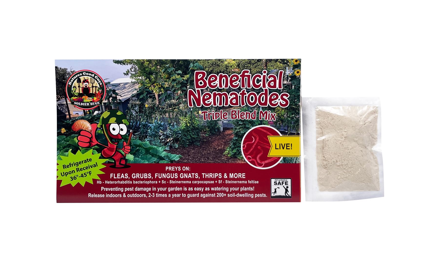 NaturesGoodGuys Beneficial Nematodes Triple Blend Pack HB+SC+SF - General Biological Pest Control (10 Million)