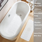YANZIFLY Bathtub Mat for Shower: Soft Silicone 16 X 40 Inch Bath Mat Non Slip with Suction Cups Tub Mat for Bathroom for Kids Elderly Extra Large Shower matt Machine Washable - White
