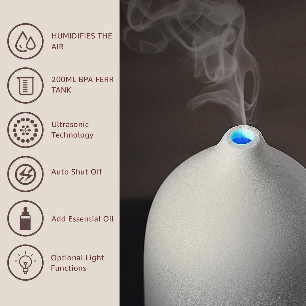 Gooamp 200ML Ceramic Diffuser,Aromatherapy Diffuser,Essential Oil Diffuser with 7 Color Lights Auto Shut Off for Home Office Room,Wood (1/3/6/ON hrs Working time)