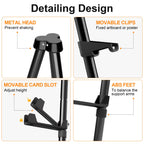 Nicpro Folding Easels for Display, 3 Pack 63 Inch Metal Floor Easel Stand Tripod Black Portable for Artist Poster Wedding with Carry Bag