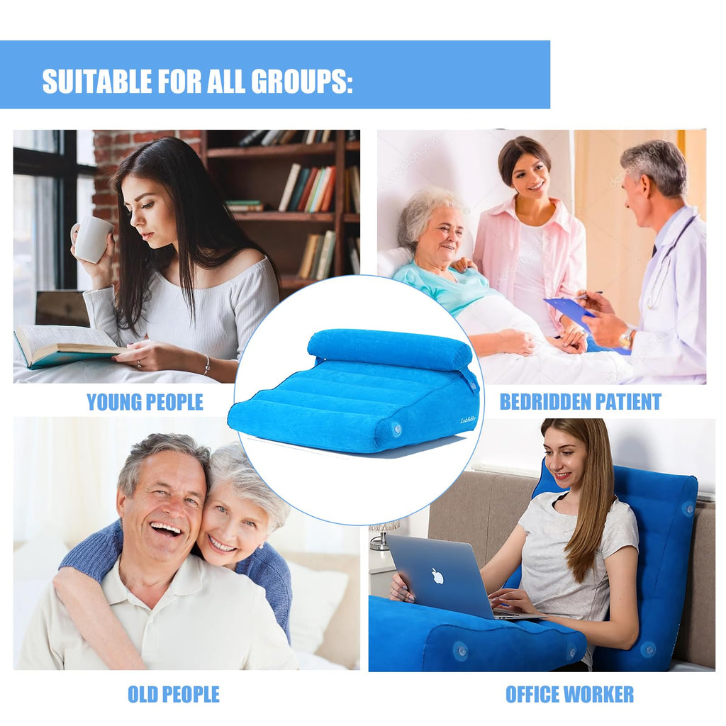 LOKFEHRE Inflatable Bed Wedge Pillow Set for Travel,Wedge Pillows for Neck and Leg Pain Relief & Post Surgery Heartburn, Anti Snoring,GERD for Sleeping Acid Reflux Back