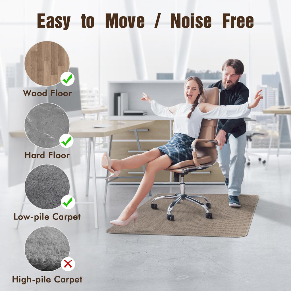 Blvornl Office Chair Mat for Hardwood Floor and Low Pile Carpet, 47.2"x 60" Desk Chair Mat for Hard Wood, Anti-Slip Hard Floor Protector Rolling Chair Mat, PVC Mat Desk Rug for Home, Dark Brown