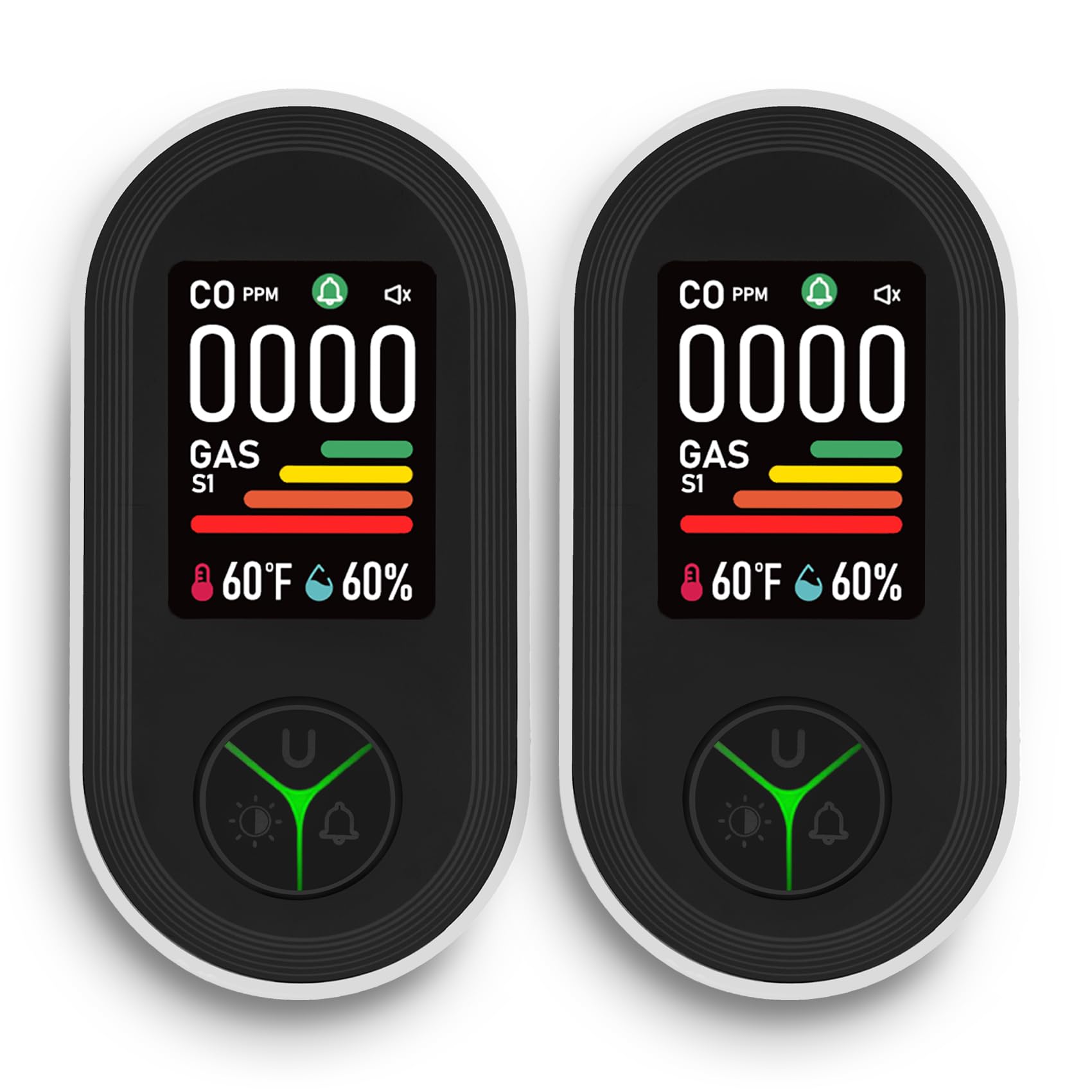Lunarlipes New Upgraded Plug-in Carbon Monoxide & Natural Gas Detector with Screen Flip, 4-in-1 Combination CO & Gas Detector with Temp/Humidity Sensor, CO, Propane, LPG, Explosive Gas Alarm (2-Pack)